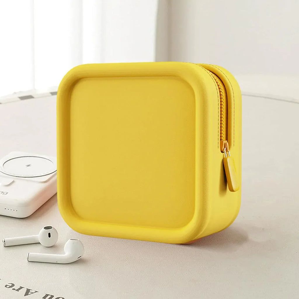 Yellow Zip Cosmetic Bag, 12.5 x 12.5 x 6.5 cm