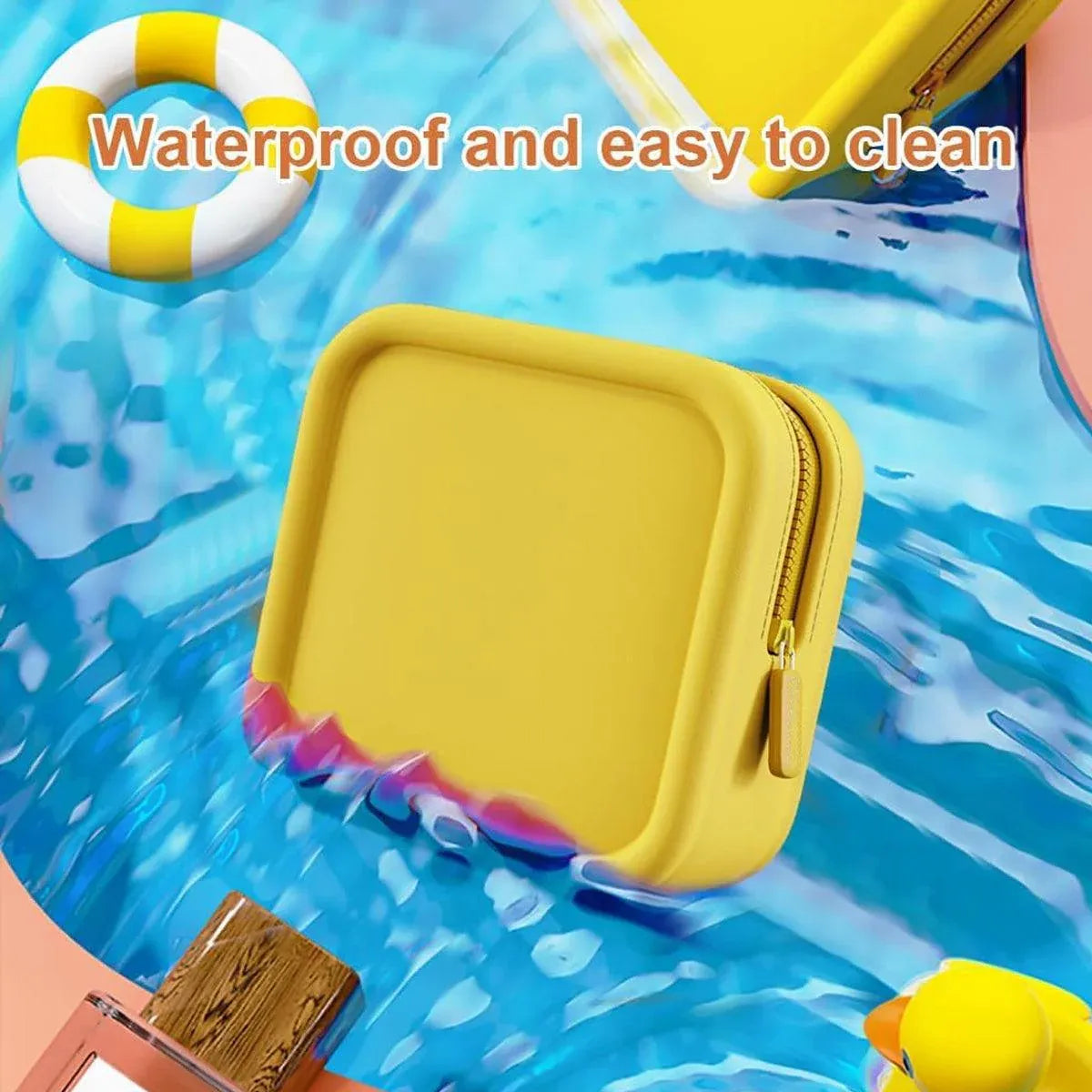 Yellow Zip Cosmetic Bag, 12.5 x 12.5 x 6.5 cm