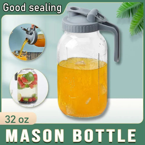 24oz Mason Jar with Lid Carrying Handle Airtight Glass Jar for Drinks