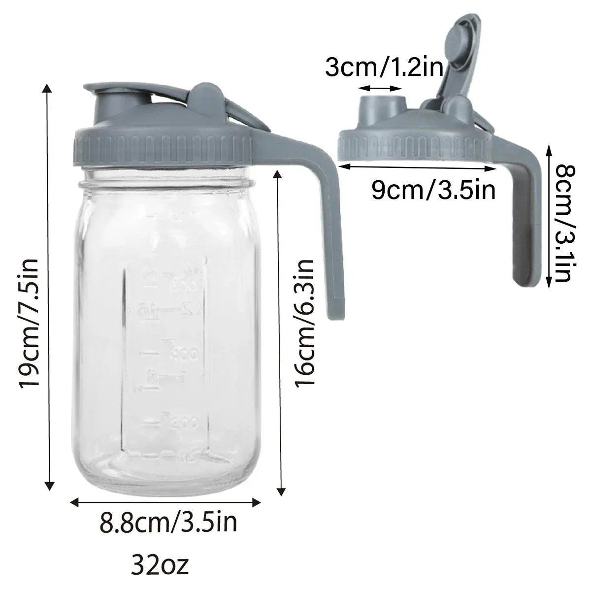 24oz Mason Jar with Lid Carrying Handle Airtight Glass Jar for Drinks