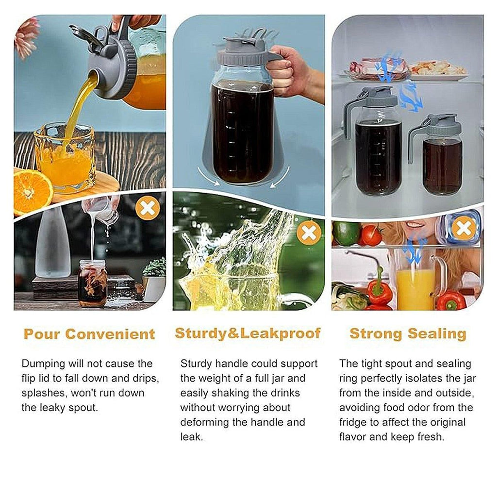 24oz Mason Jar with Lid Carrying Handle Airtight Glass Jar for Drinks