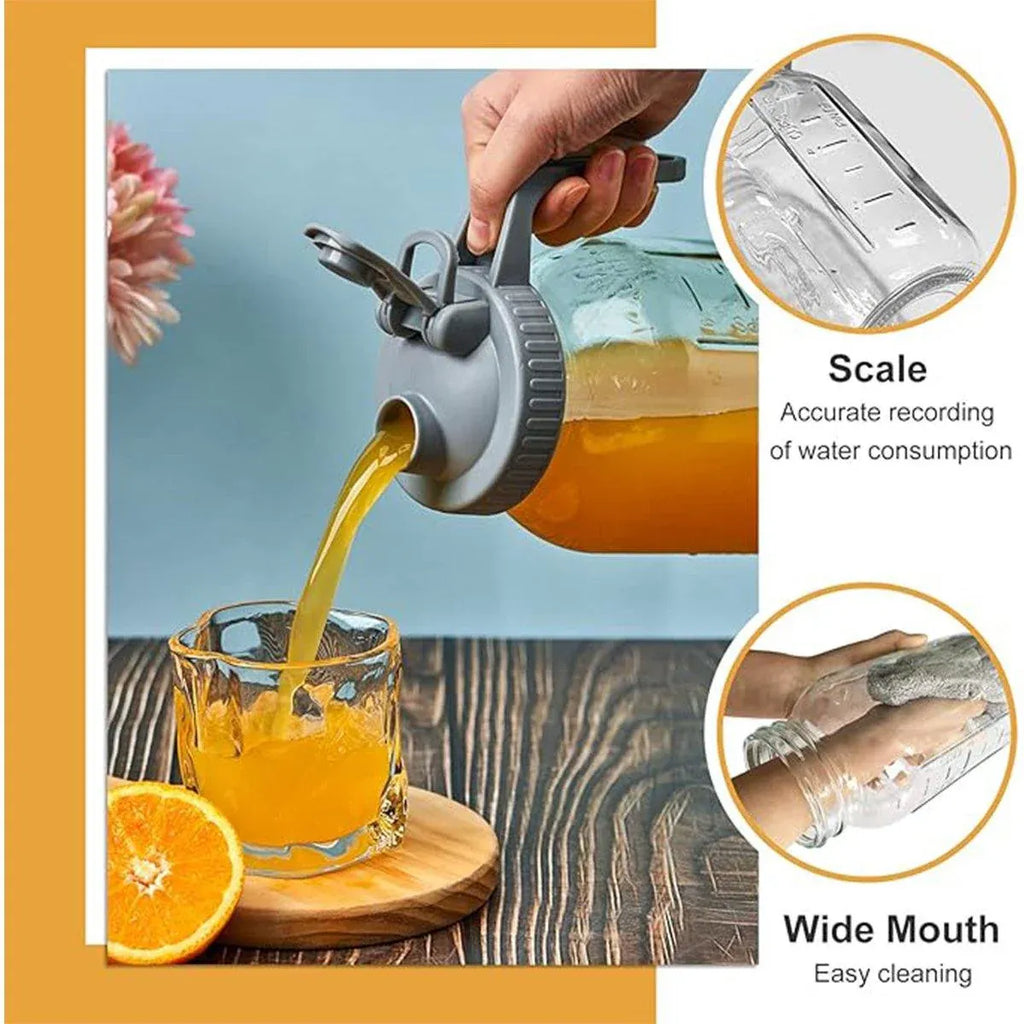 24oz Mason Jar with Lid Carrying Handle Airtight Glass Jar for Drinks