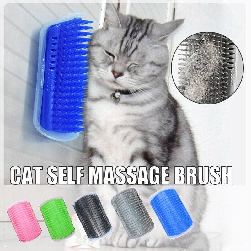 Pet Cat Self Massage Brush Comb Scratcher Wall Corner Self Groomer