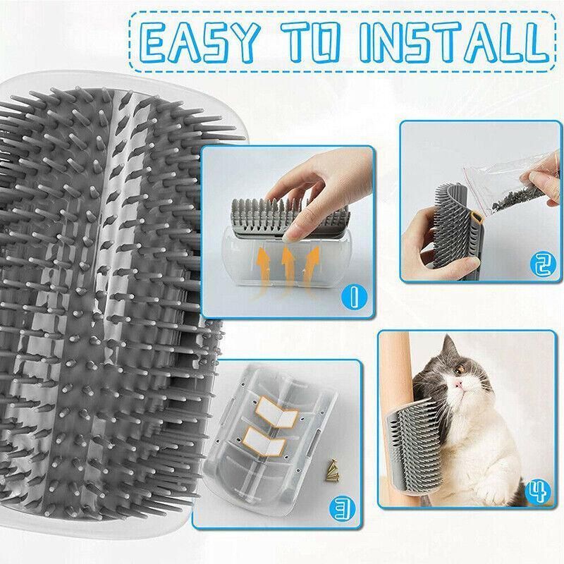 Pet Cat Self Massage Brush Comb Scratcher Wall Corner Self Groomer