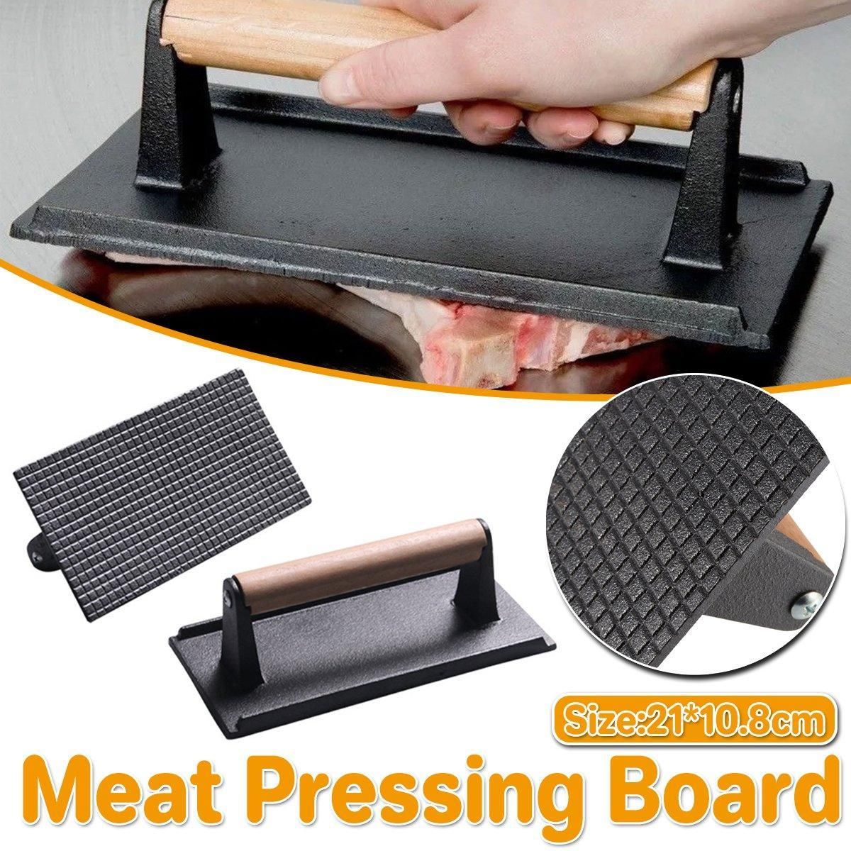 Cast Iron Meat Press Rectangular Grill BBQ Steak Press for Outdoor