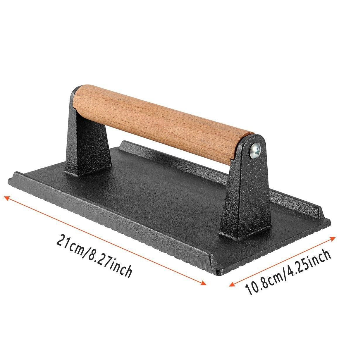 Cast Iron Meat Press Rectangular Grill BBQ Steak Press for Outdoor