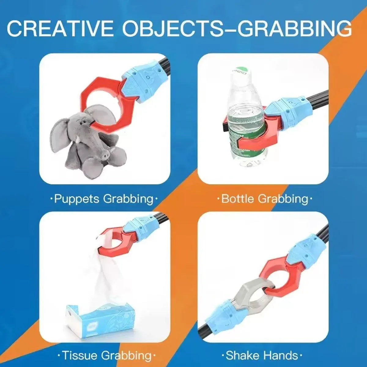 2-Piece Robot Claw Grabber Toy Set, Red and Blue