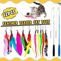 12PCS Cat Feather Teaser Wand Set Interactive Toy