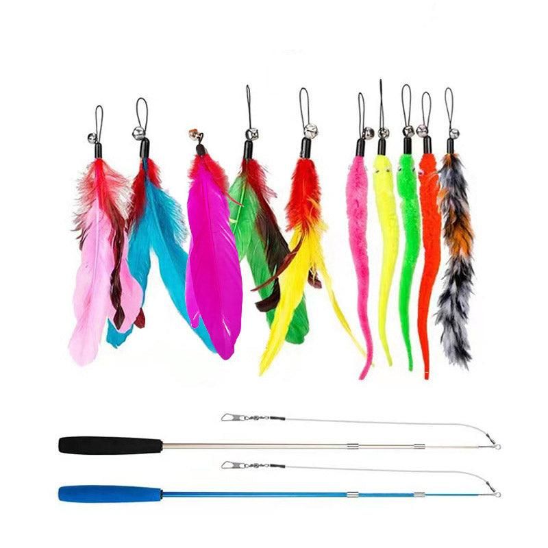 12PCS Cat Feather Teaser Wand Set Interactive Toy