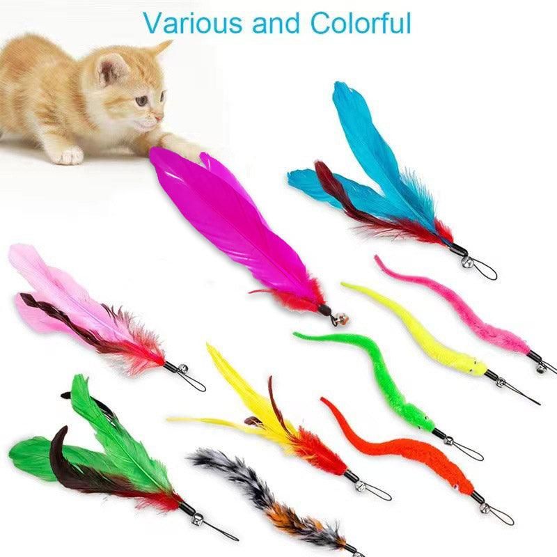 12PCS Cat Feather Teaser Wand Set Interactive Toy
