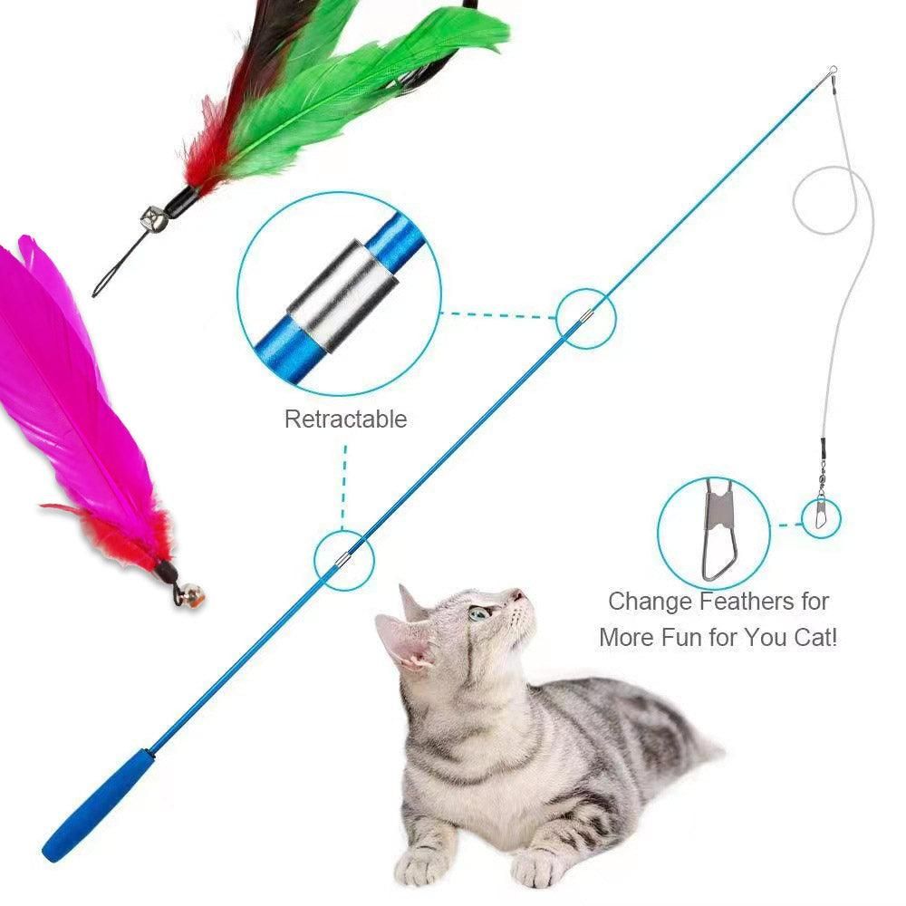 12PCS Cat Feather Teaser Wand Set Interactive Toy