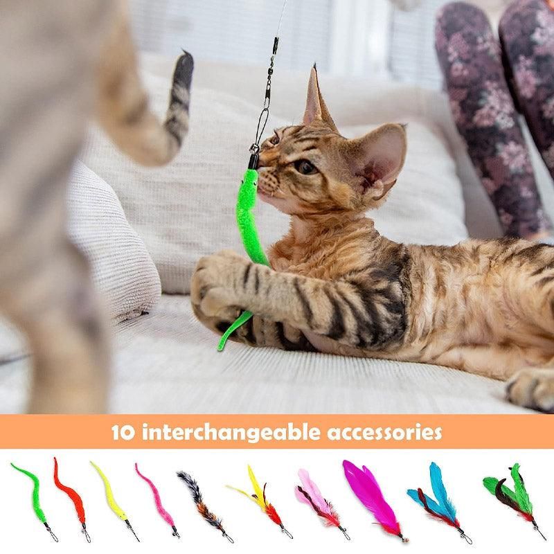 12PCS Cat Feather Teaser Wand Set Interactive Toy