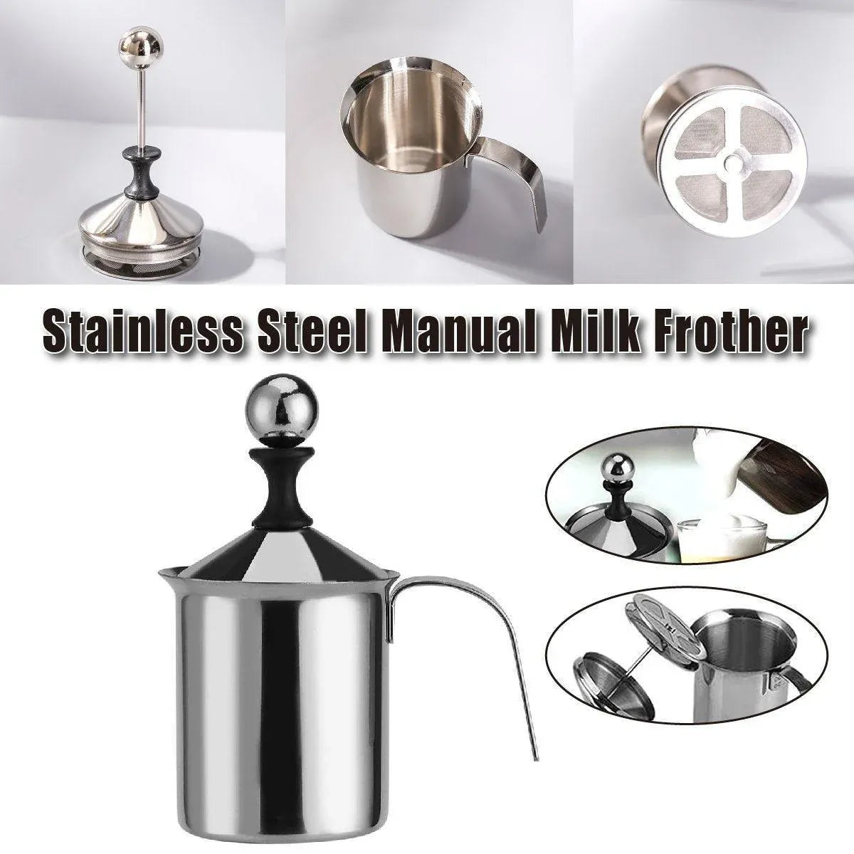 Stainless Steel Manual Milk Frother Pitcher, 400 ml