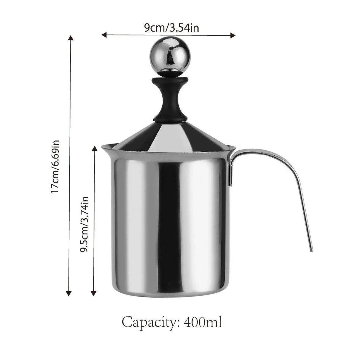 Stainless Steel Manual Milk Frother Pitcher, 400 ml