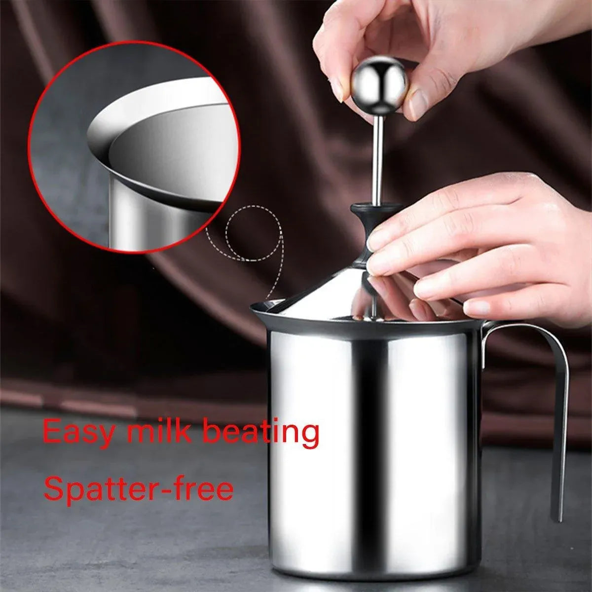 Stainless Steel Manual Milk Frother Pitcher, 400 ml