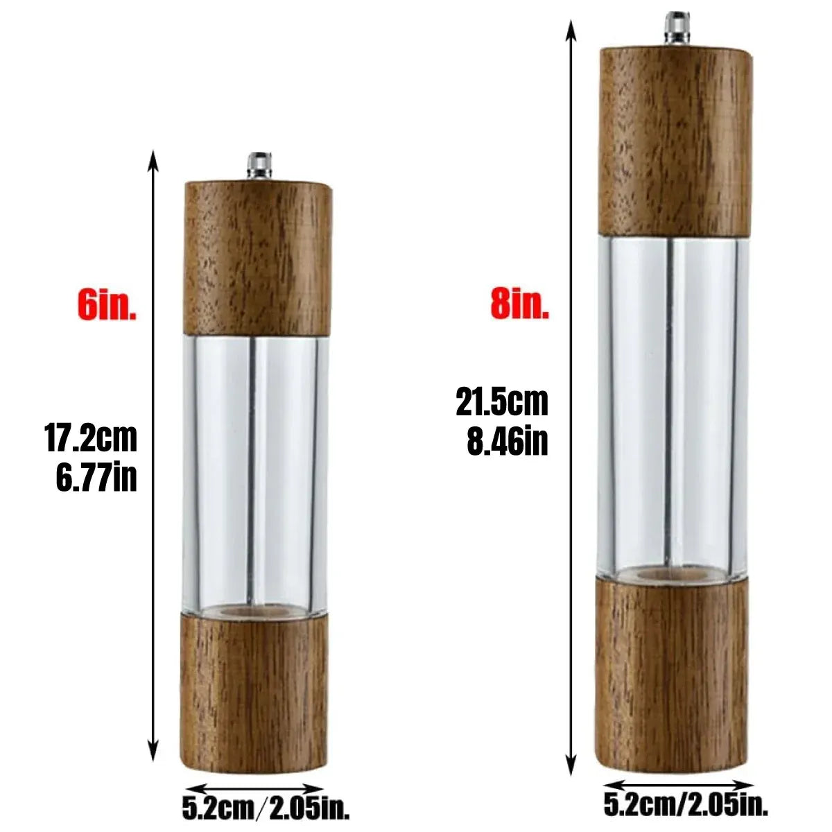 Wooden Salt and Pepper Mill with Adjustable Grind