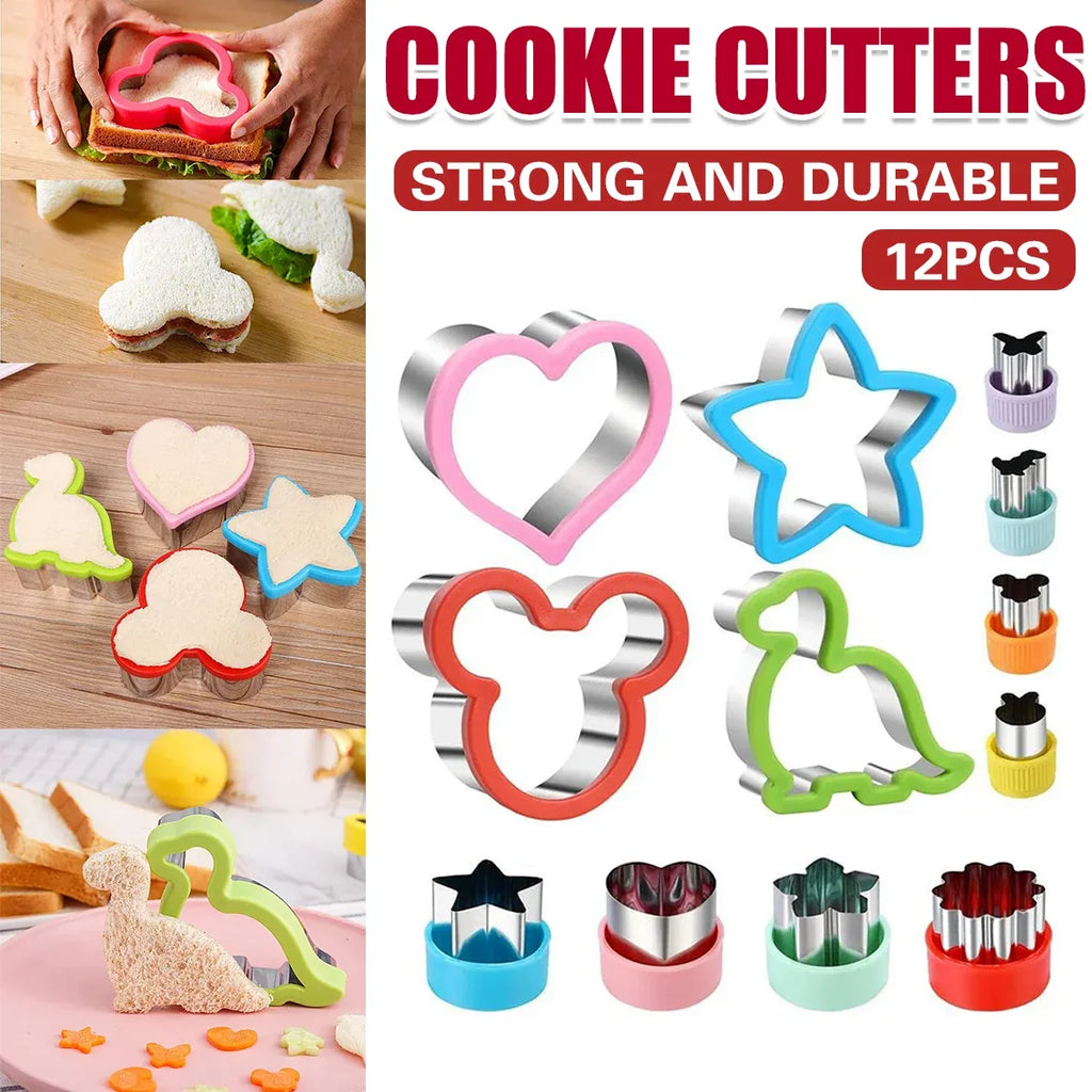 Cartoon Sandwich and Cookie Cutter Set, 12 Pieces