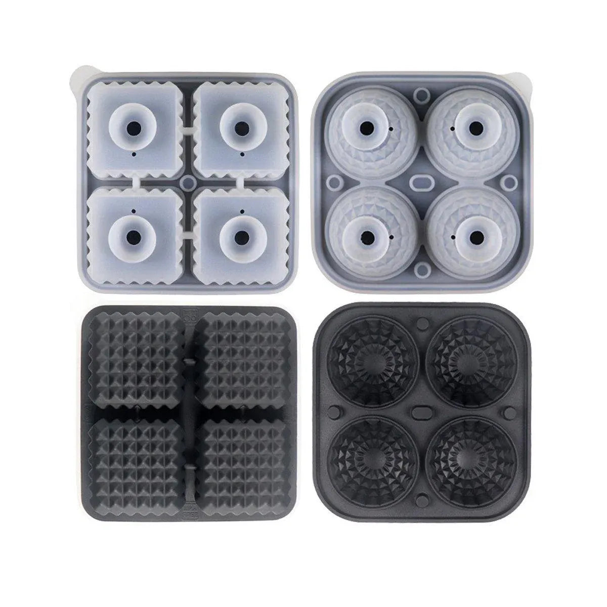 Silicone Ice Cube and Ice Ball Trays, Set of 2, Black