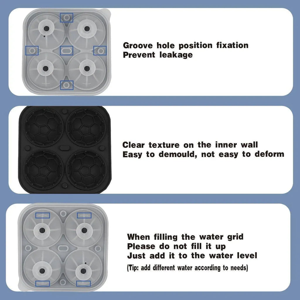 Silicone Rugby Ball Ice Mould with Lid
