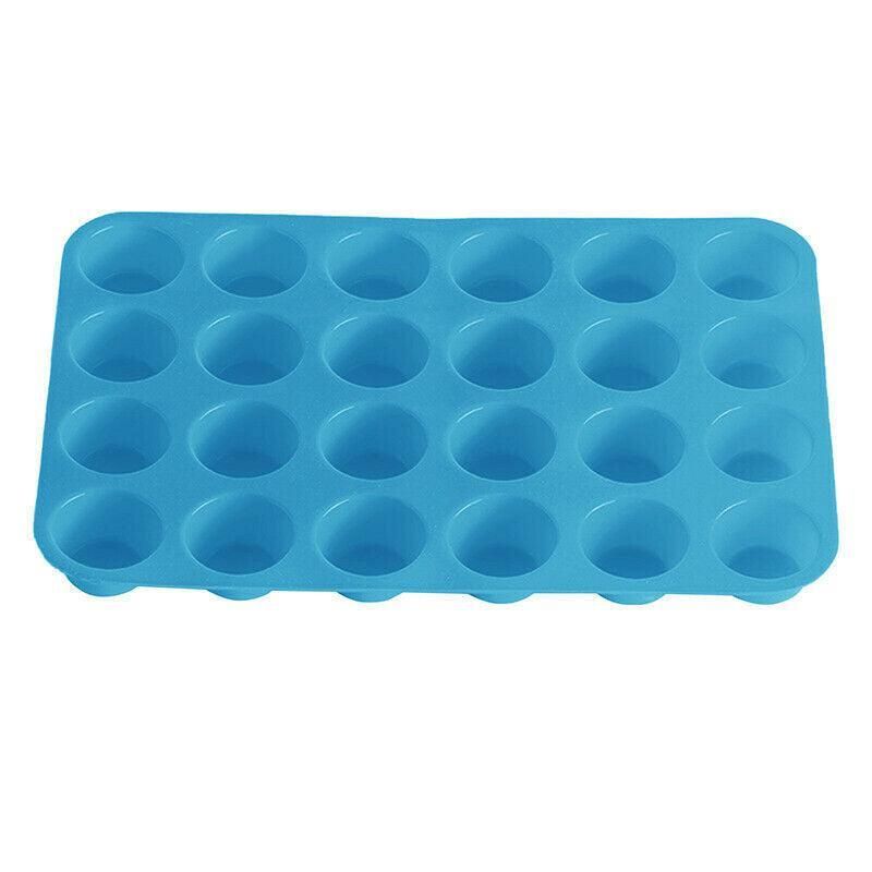 Silicone Mini Cupcake Mould, 24 Cavity, Blue