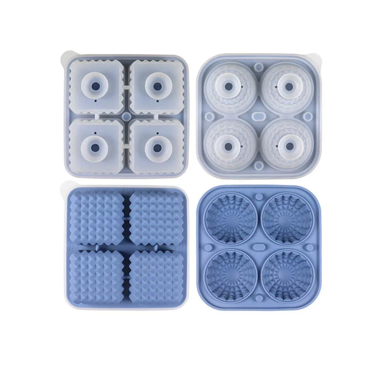 Silicone Ice Cube and Ice Ball Trays, Set of 2, Blue