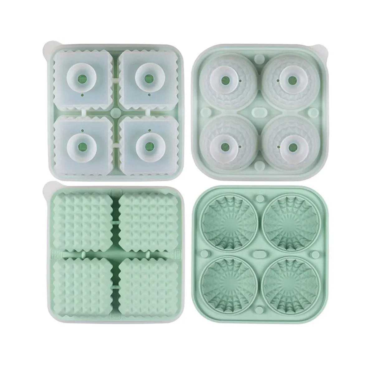 Silicone Ice Cube and Ice Ball Trays, Set of 2, Green