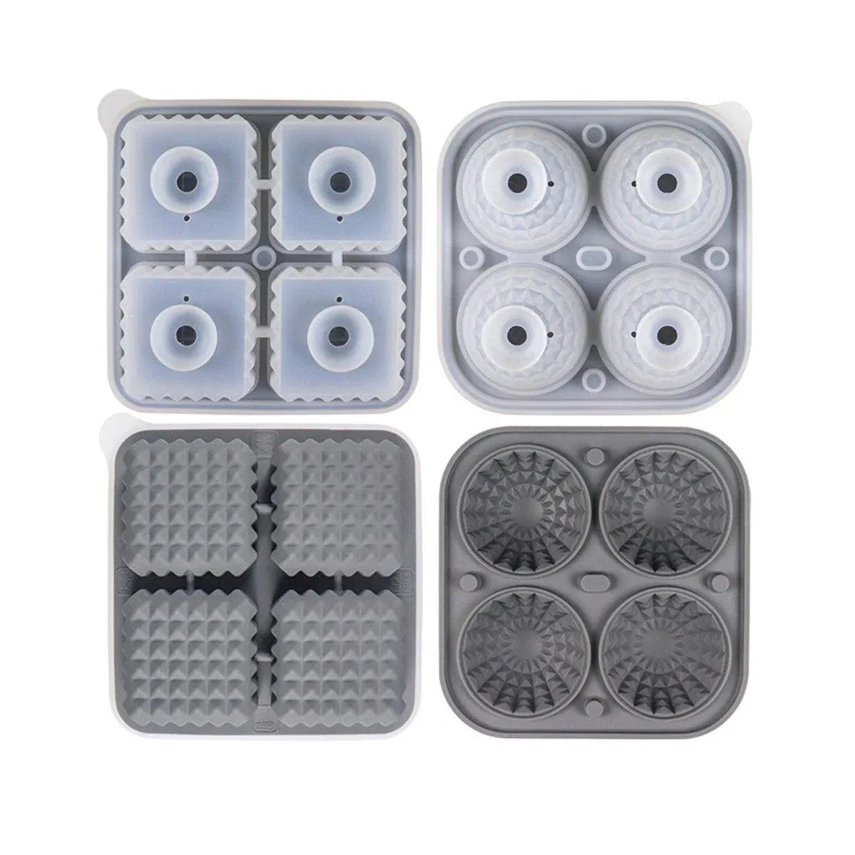 Silicone Ice Cube and Ice Ball Trays, Set of 2, Grey