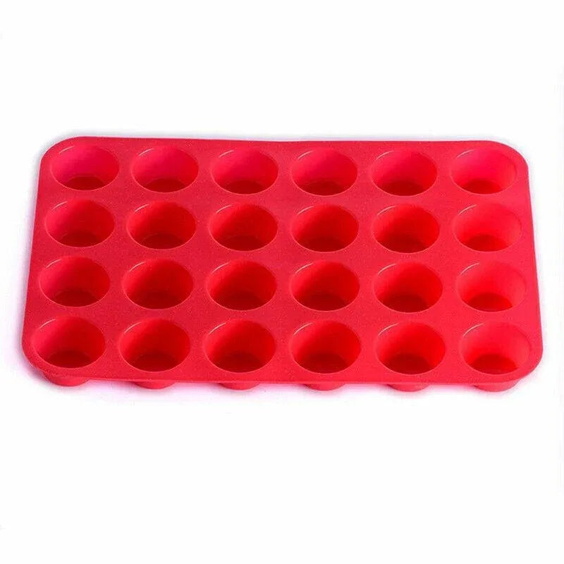 Silicone Mini Cupcake Mould, 24 Cavity, Red