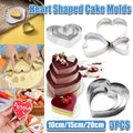 Heart Stainless Steel Cake Rings, 10, 15 and 20 cm, Set of 3