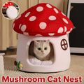 Winter Mushroom Cat House Cozy Sleeping Pet Bed