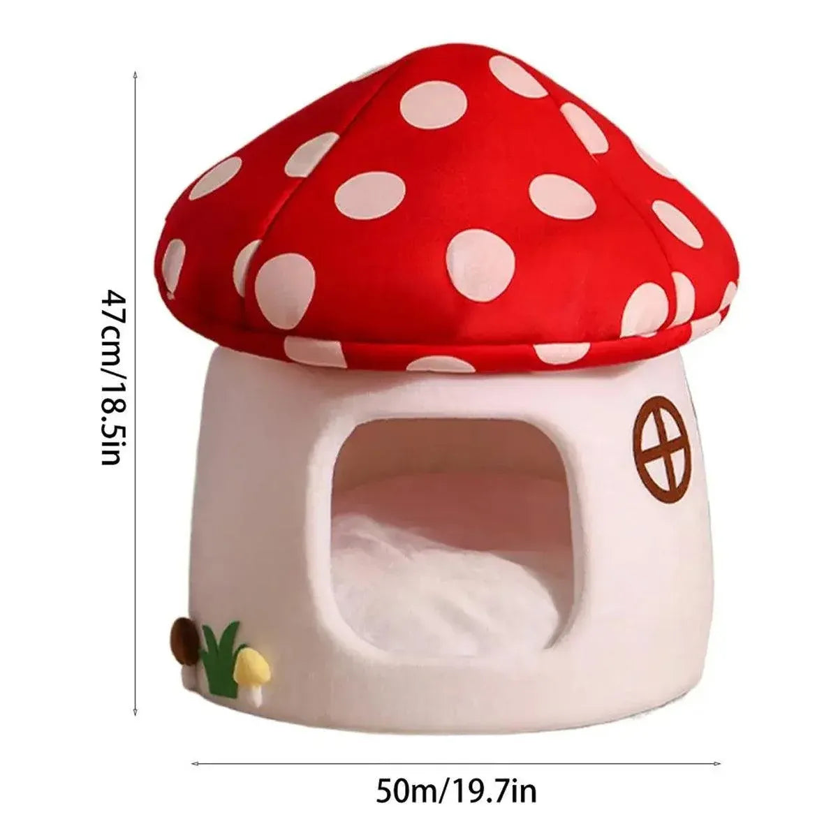 Winter Mushroom Cat House Cozy Sleeping Pet Bed