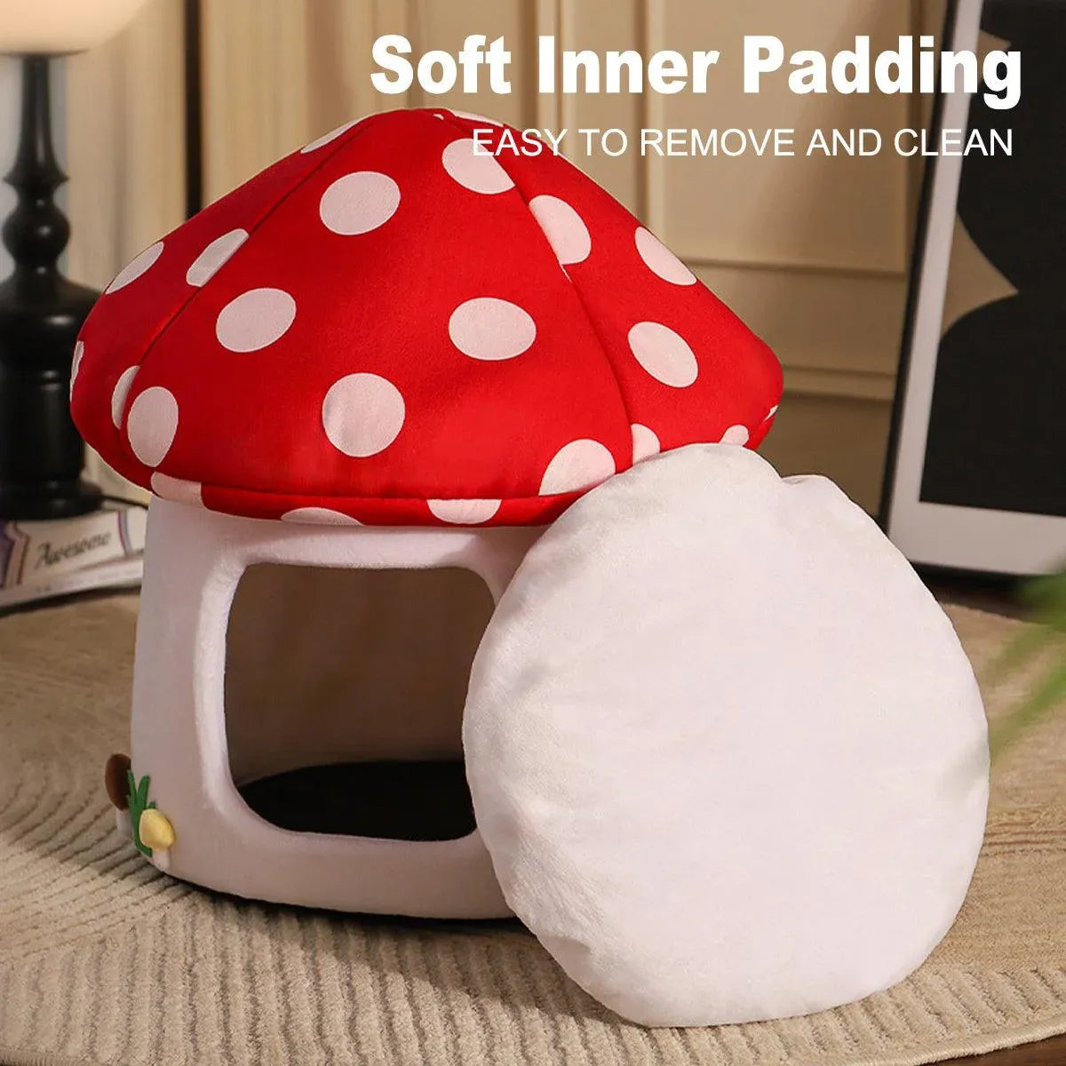 Winter Mushroom Cat House Cozy Sleeping Pet Bed