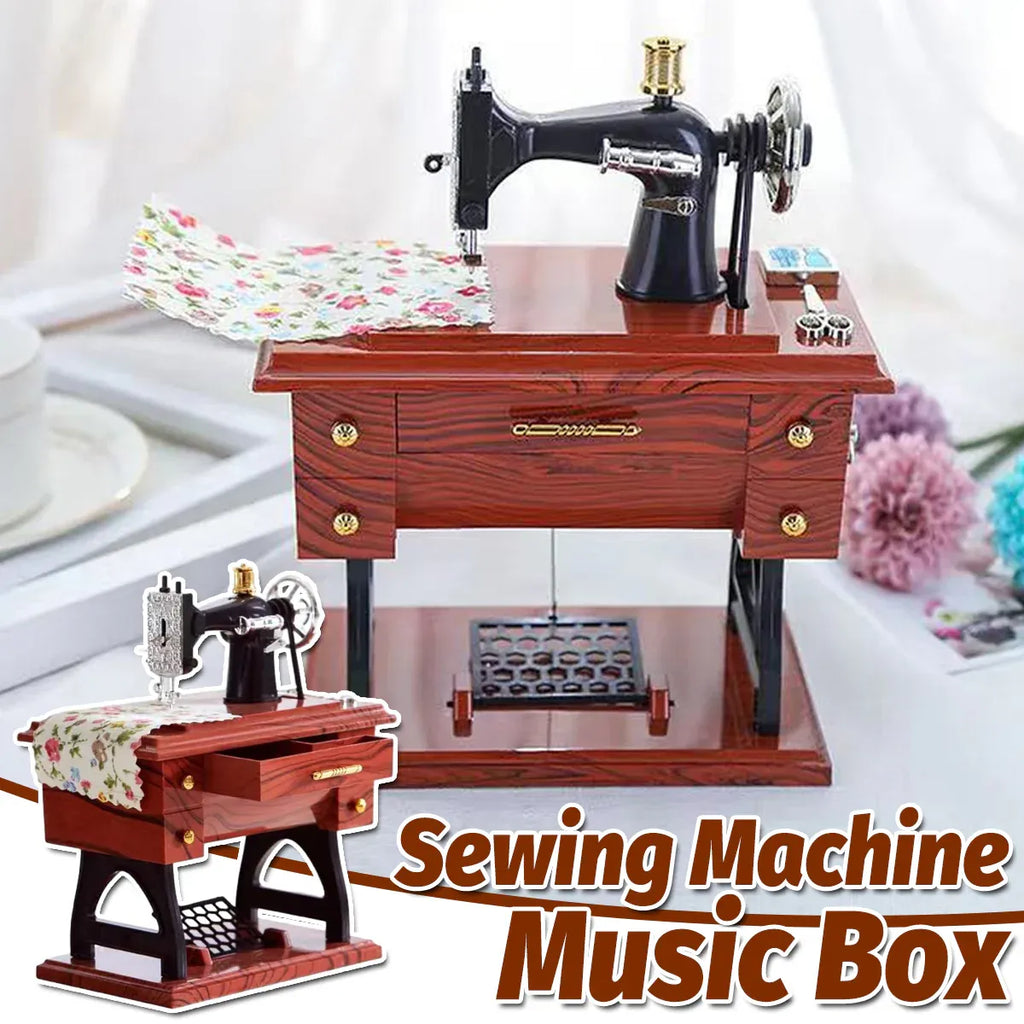 Vintage Music Box Sewing Machine Style Mechanical Birthday Gift Table