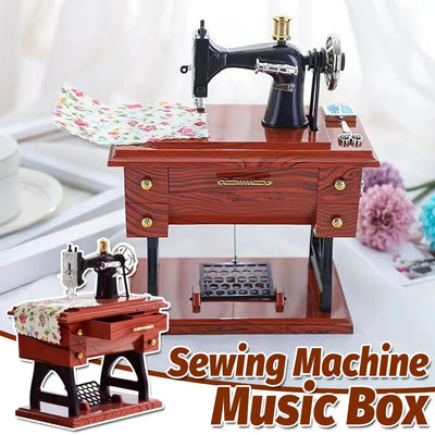 Vintage Music Box Sewing Machine Style Mechanical Birthday Gift Table