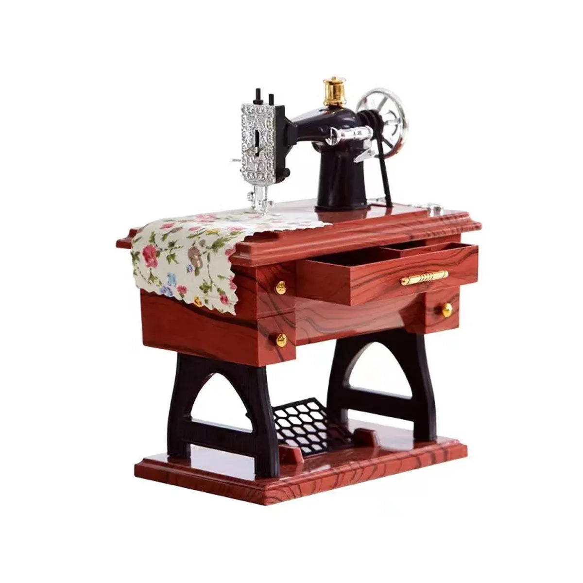 Vintage Music Box Sewing Machine Style Mechanical Birthday Gift Table
