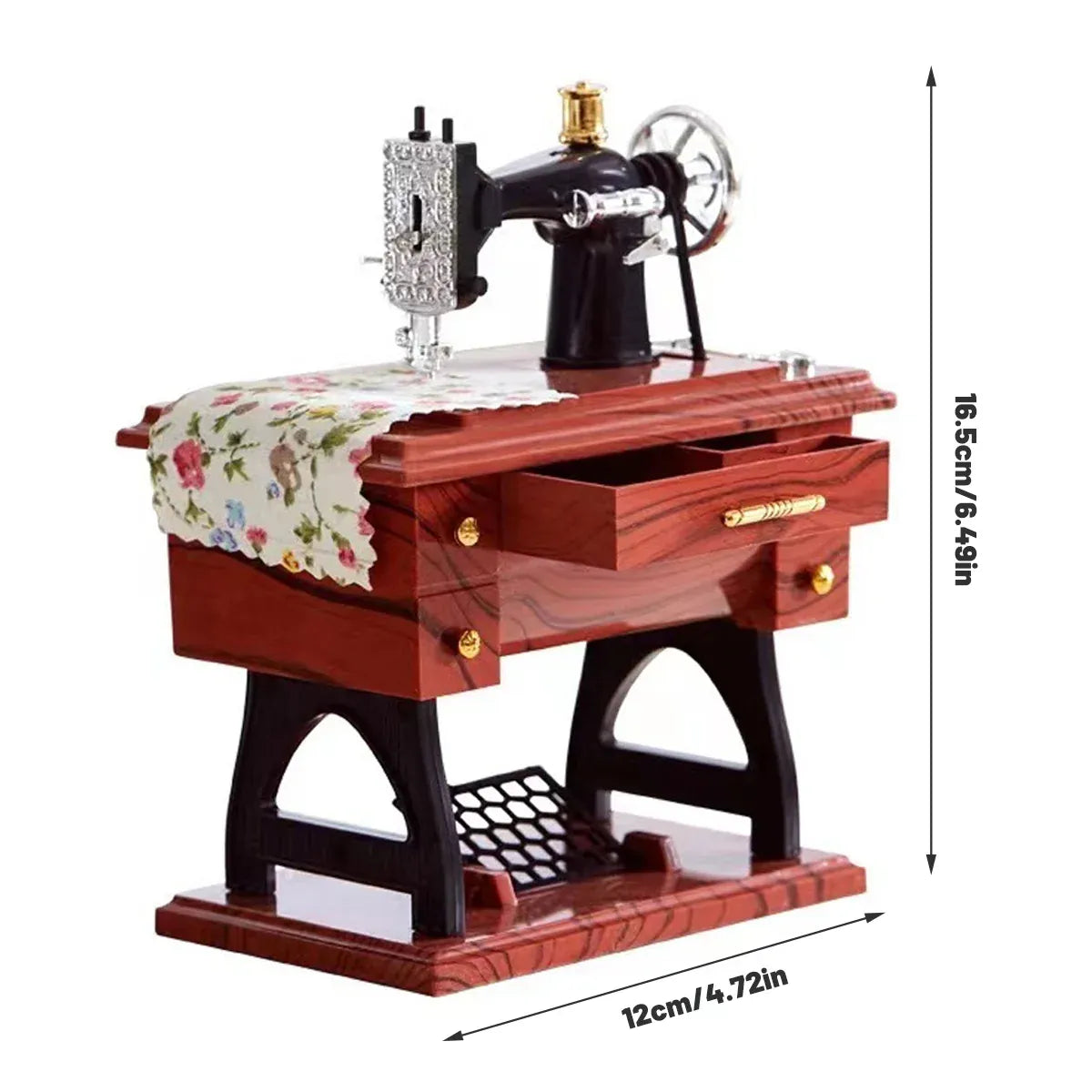 Vintage Music Box Sewing Machine Style Mechanical Birthday Gift Table
