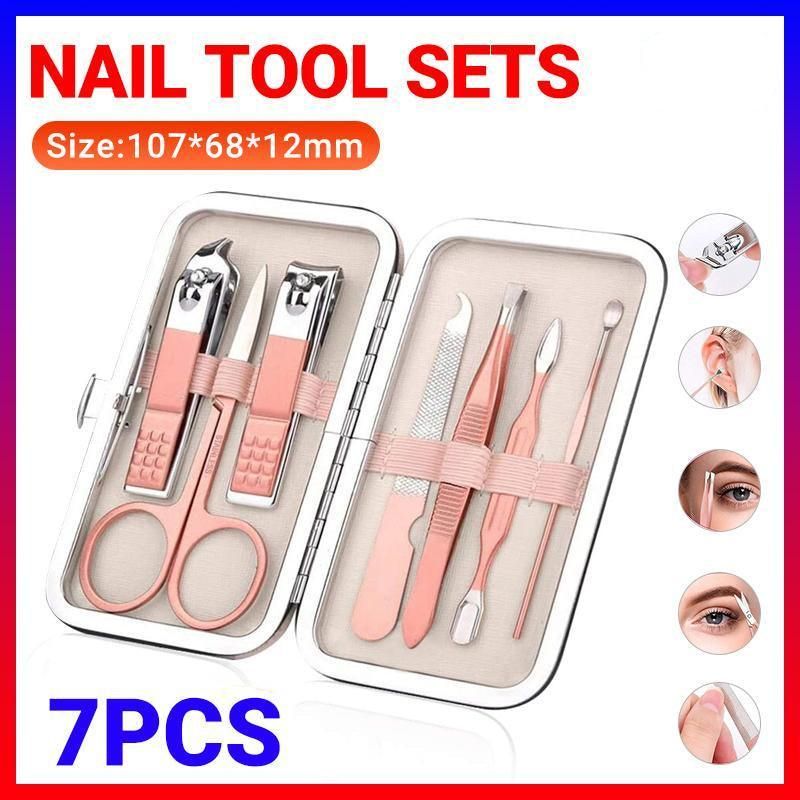7 Piece Stainless Steel Manicure and Pedicure Set with Case