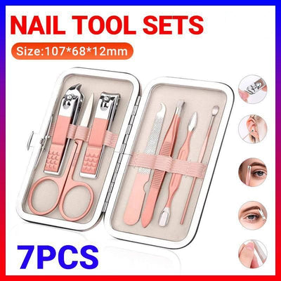 7 Piece Stainless Steel Manicure and Pedicure Set with Case