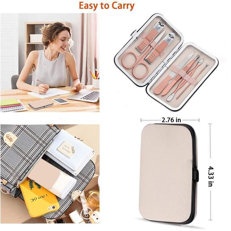 7 Piece Stainless Steel Manicure and Pedicure Set with Case