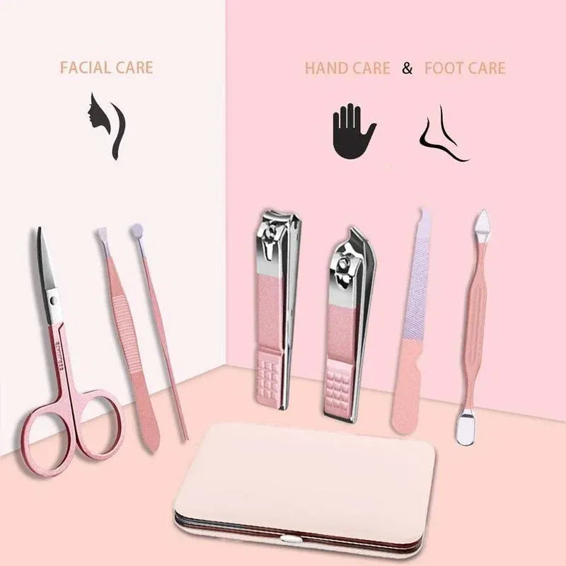 7 Piece Stainless Steel Manicure and Pedicure Set with Case