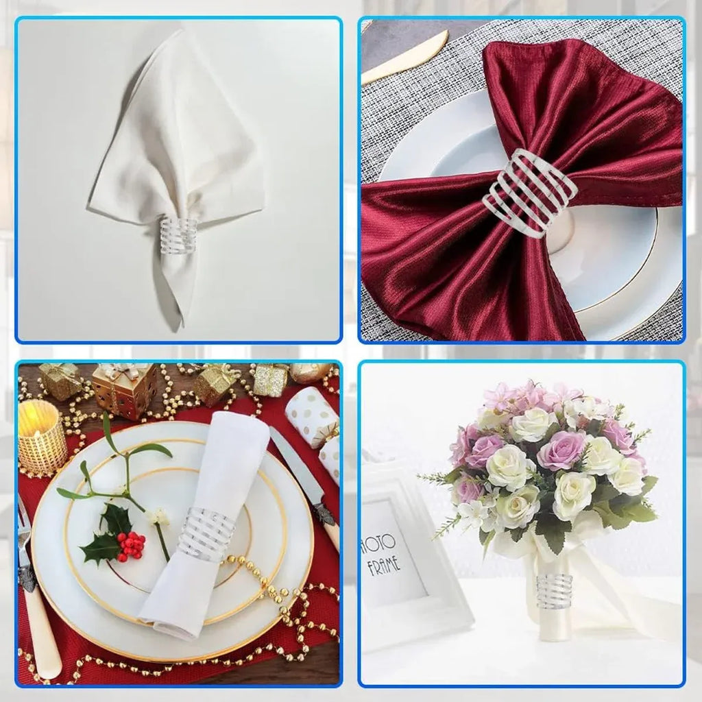 Hollow Rose Metal Napkin Rings, Set of 10