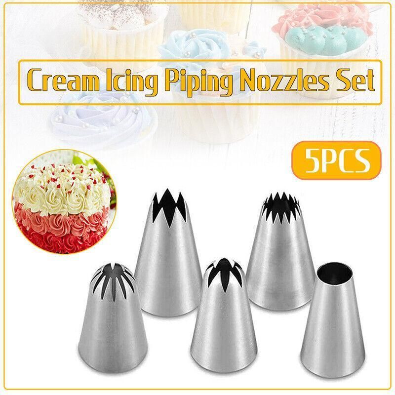 Large Stainless Steel Piping Nozzles, Set of 5