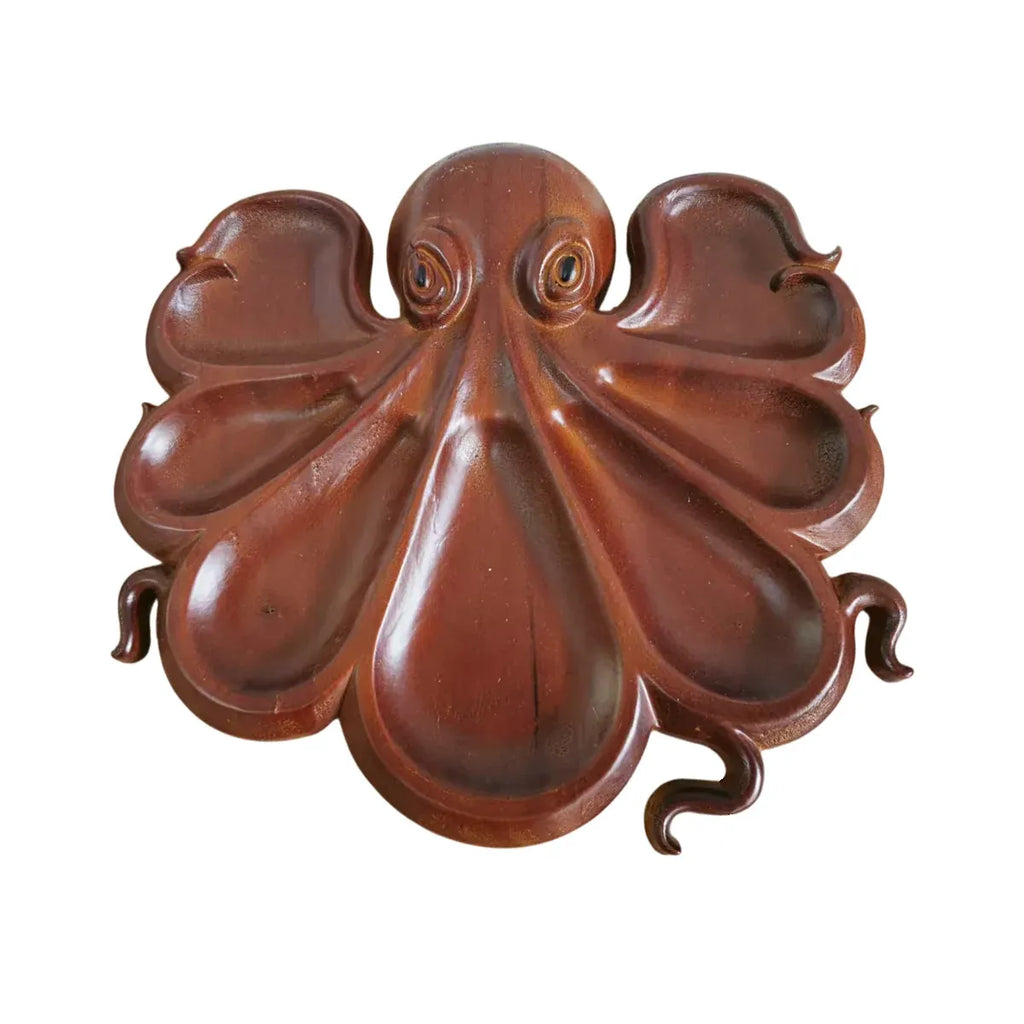 Octopus-Shaped Wooden Serving Board, 26.5 x 25 cm