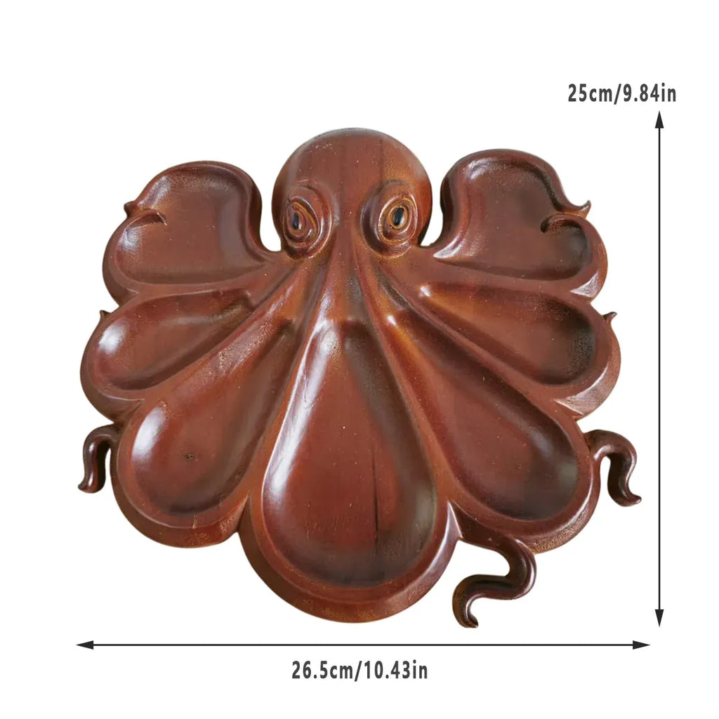 Octopus-Shaped Wooden Serving Board, 26.5 x 25 cm