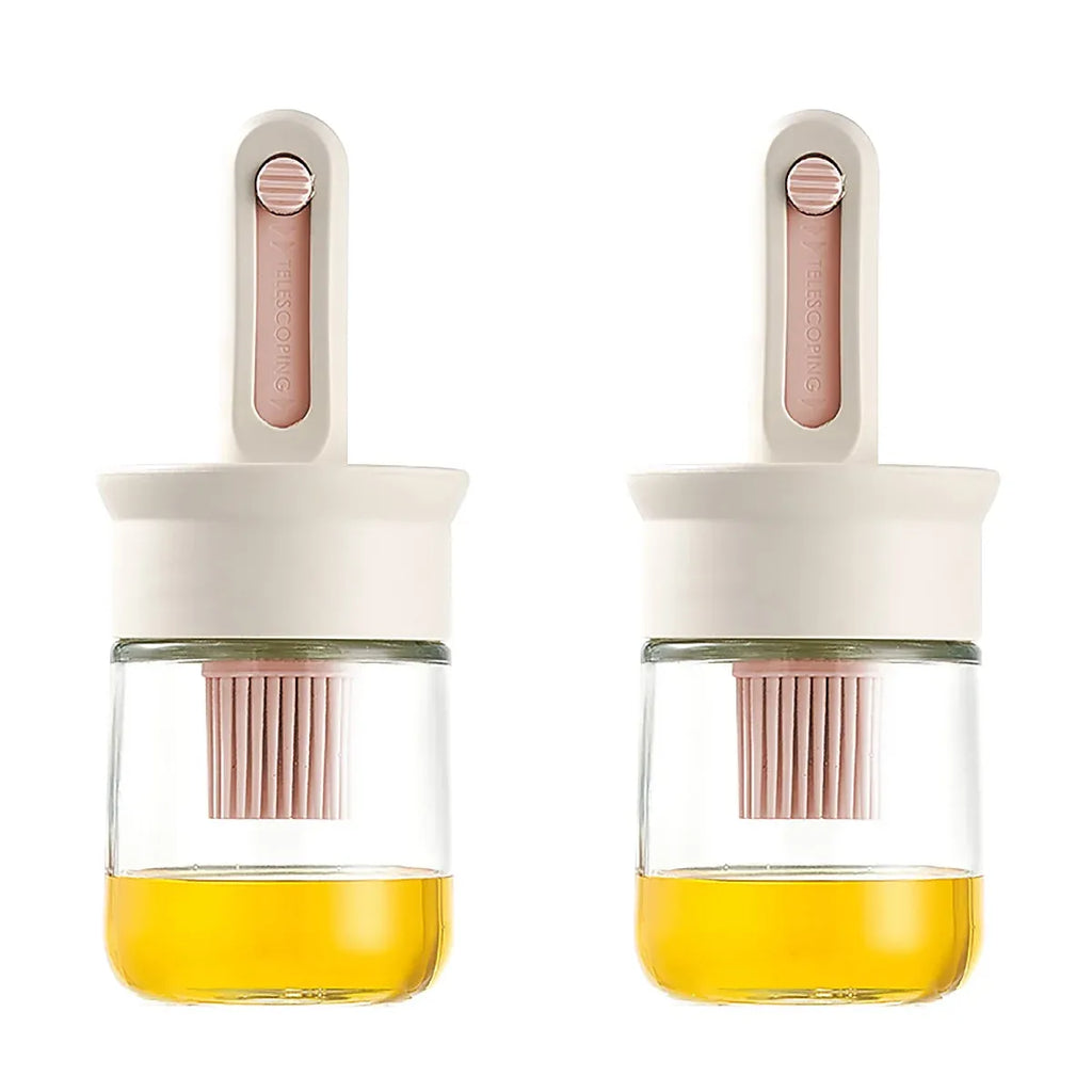 Glass Oil Brush Bottles with Silicone Brush, Set of 2