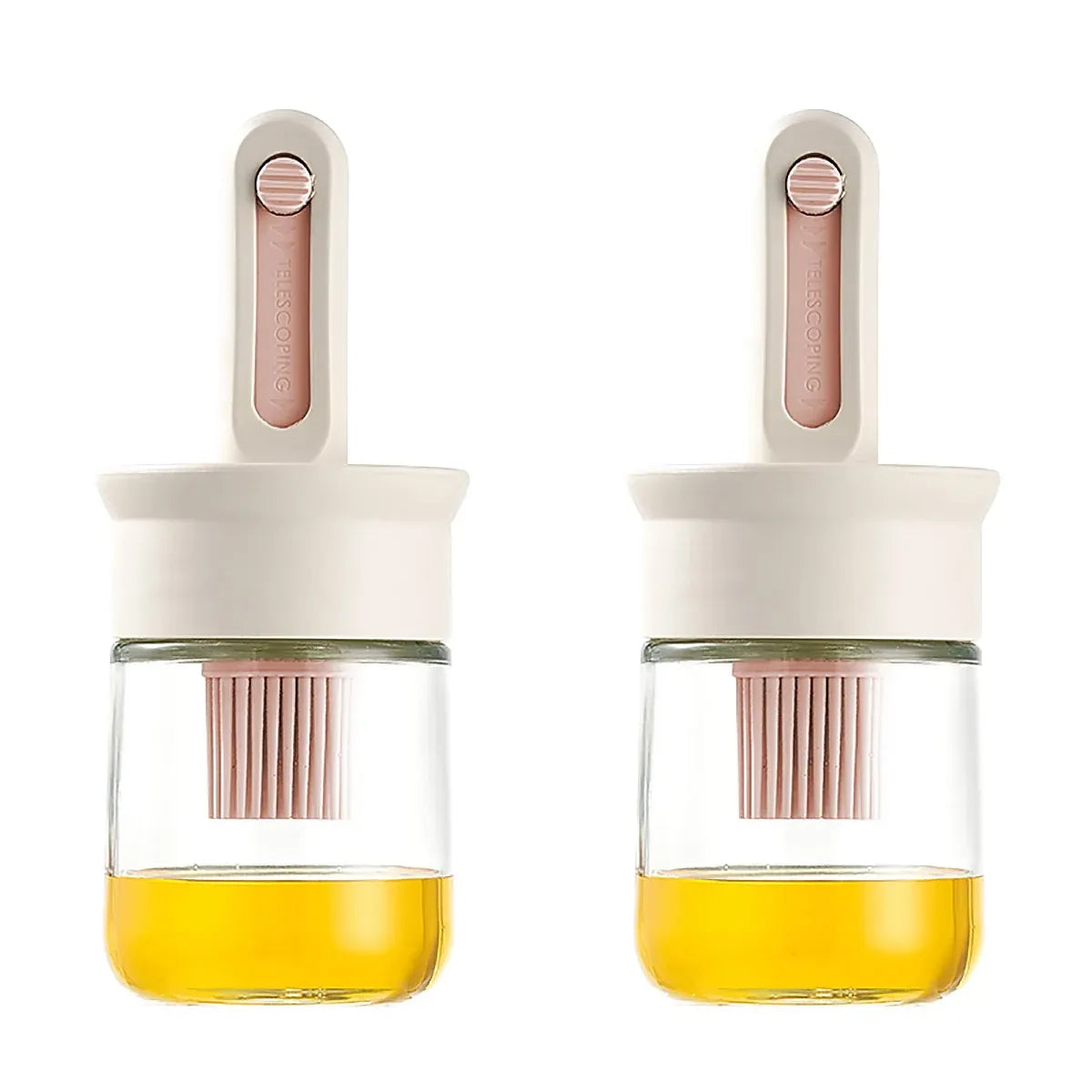 Glass Oil Brush Bottles with Silicone Brush, Set of 2