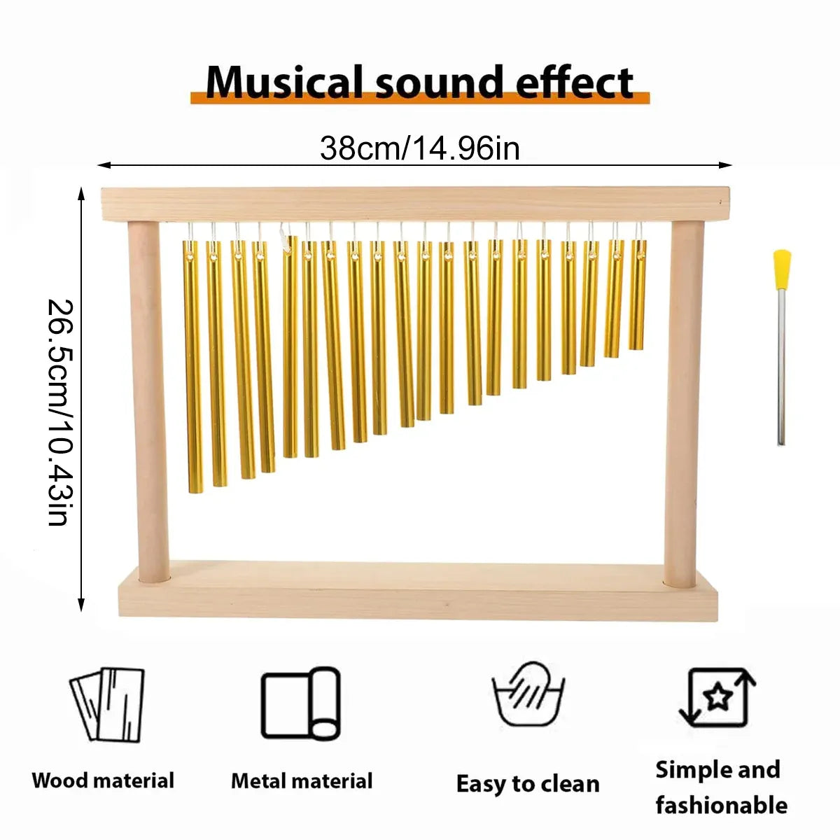 20 Tone Aluminium Chime Instrument with Beech Wood Base
