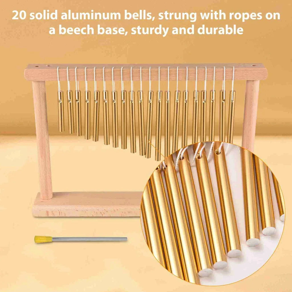 20 Tone Aluminium Chime Instrument with Beech Wood Base