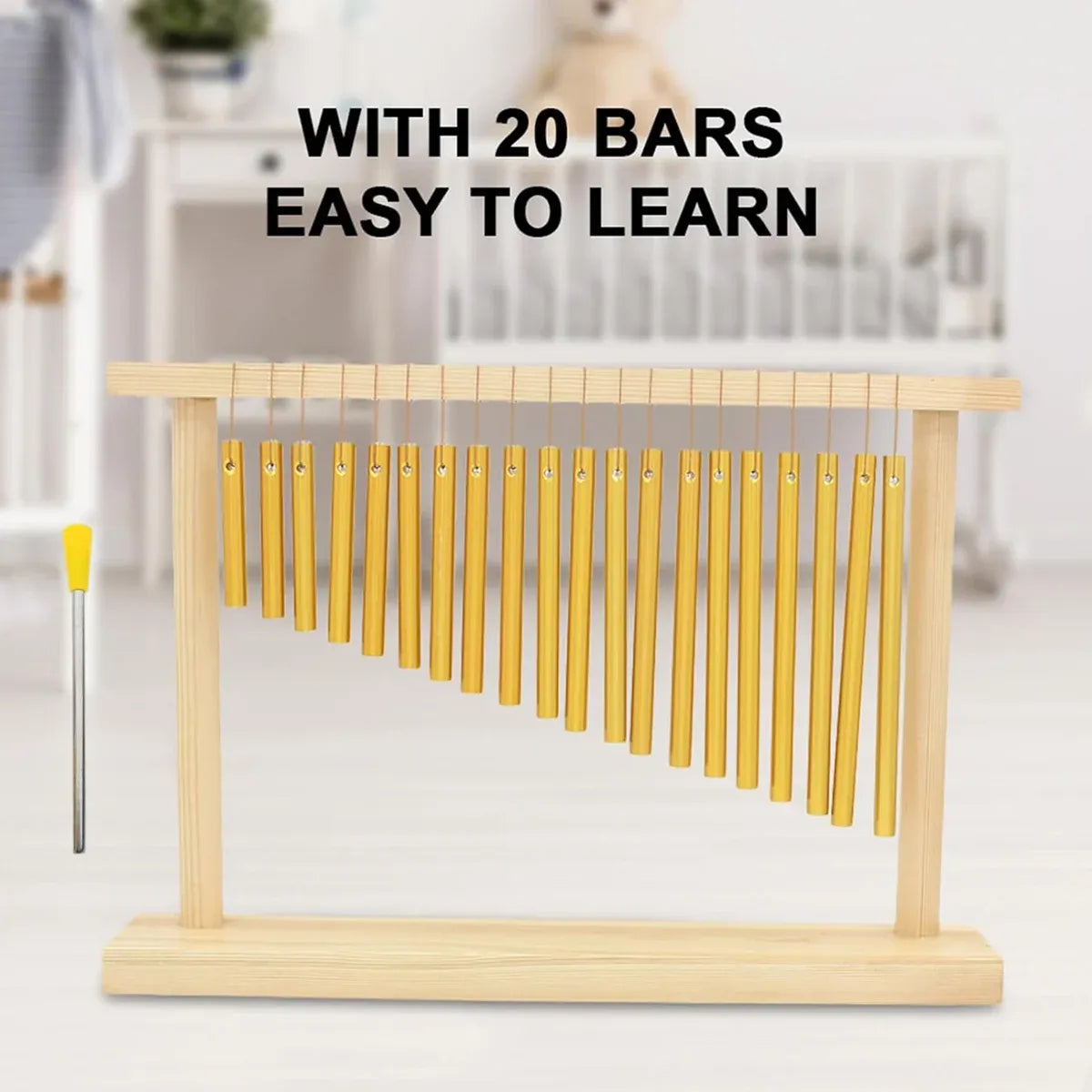 20 Tone Aluminium Chime Instrument with Beech Wood Base