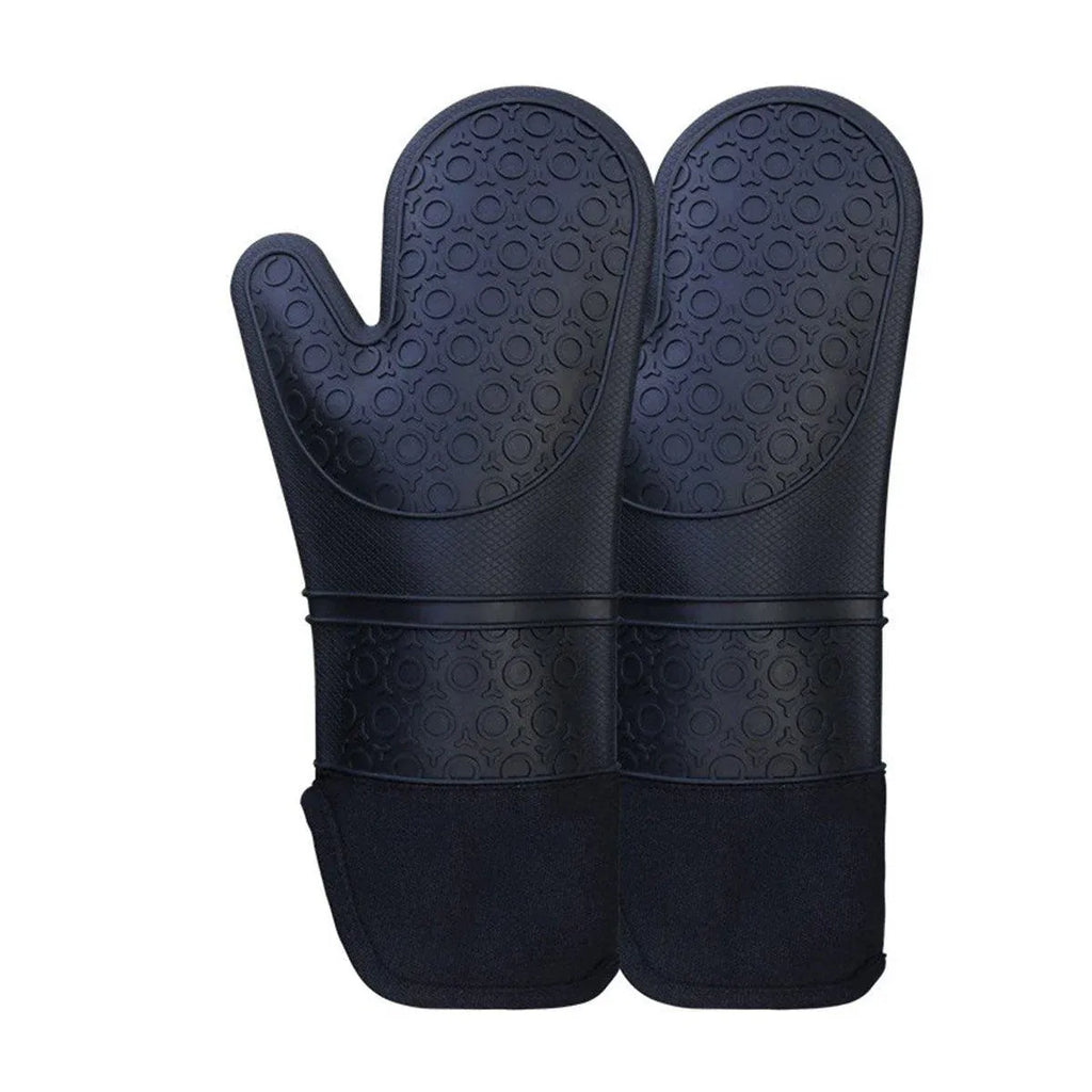 Silicone Oven Mitts with Fabric Lining, Set of 2